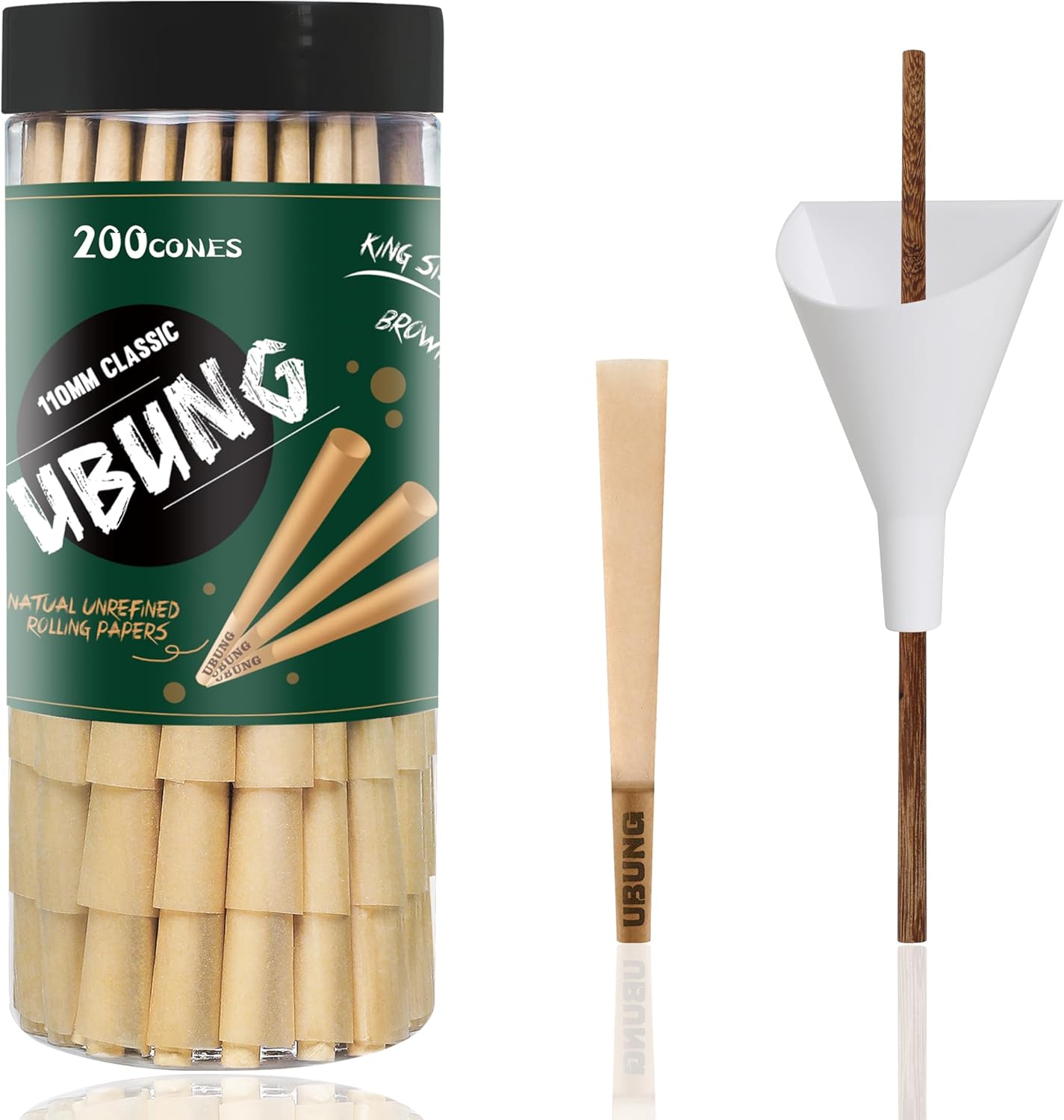UBUNG 200 Pcs Brown Cones, Brown King Size Pre Rolled Cones with Tips, Slow T...