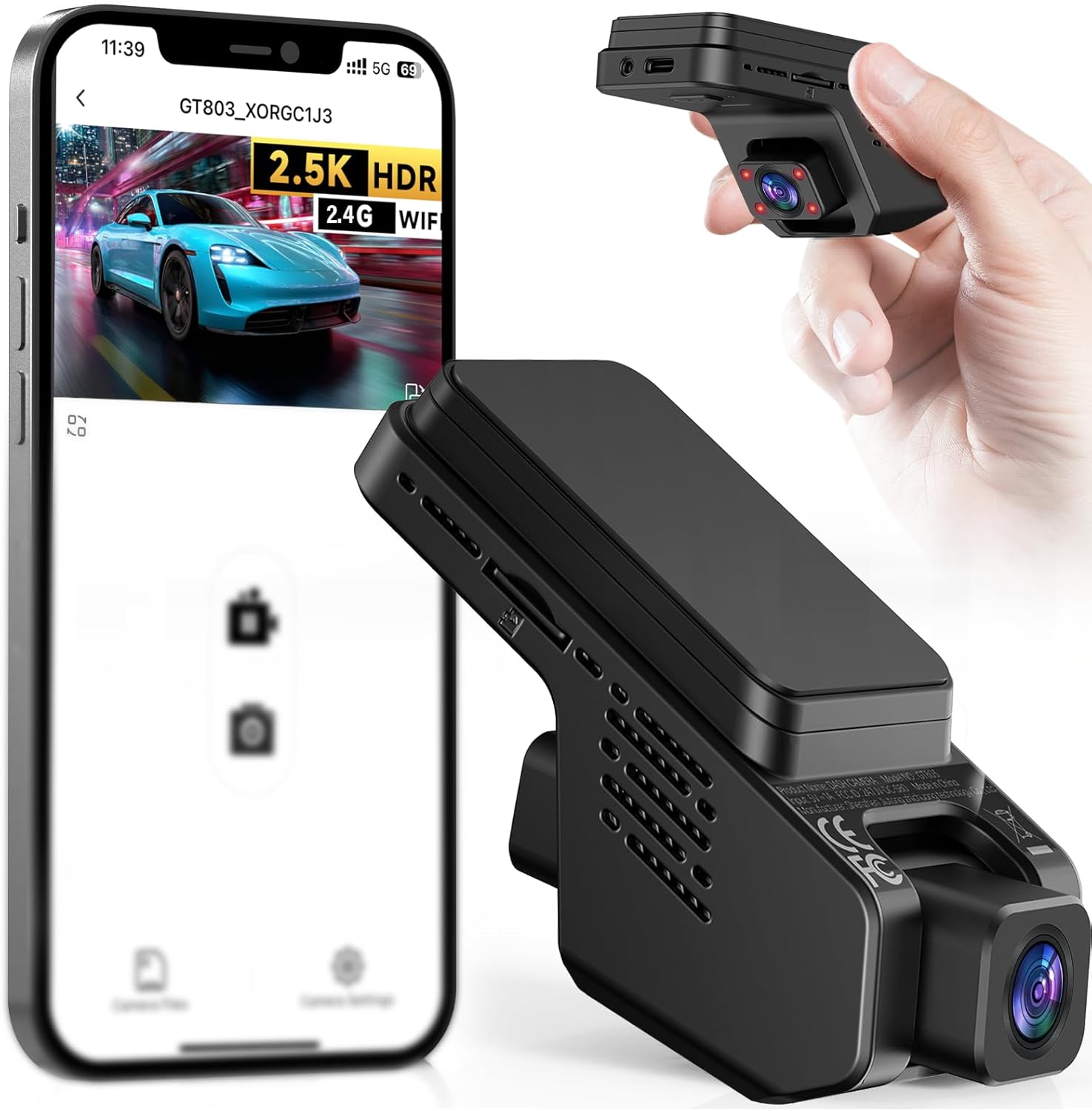 Veement Dashcam Auto Vorne Und Innen 2,5k+1080p, Mini Dash Cam Auto Kamera Mi...