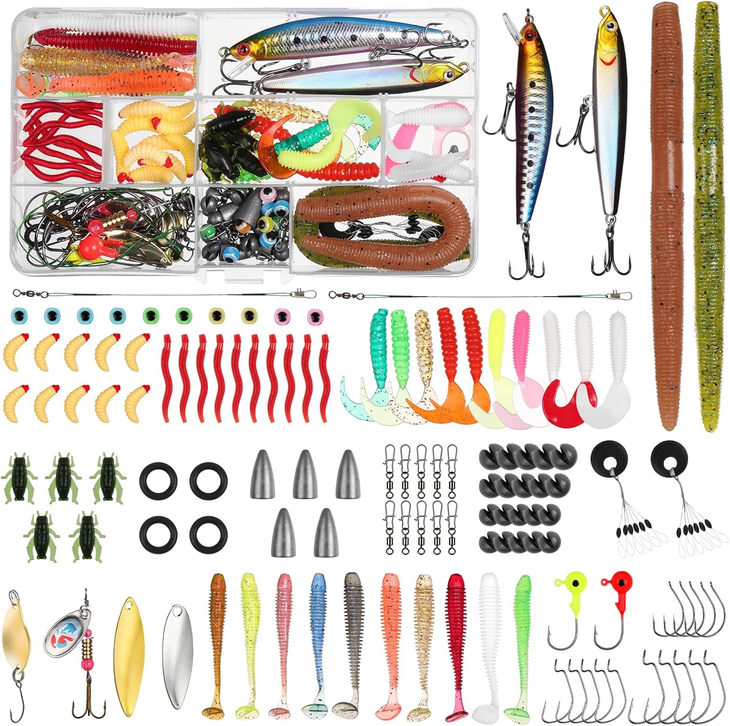 Vicloon Angeln Köder Set mit Köderbox, Angelzubehör Set Einschließlich Spinne...