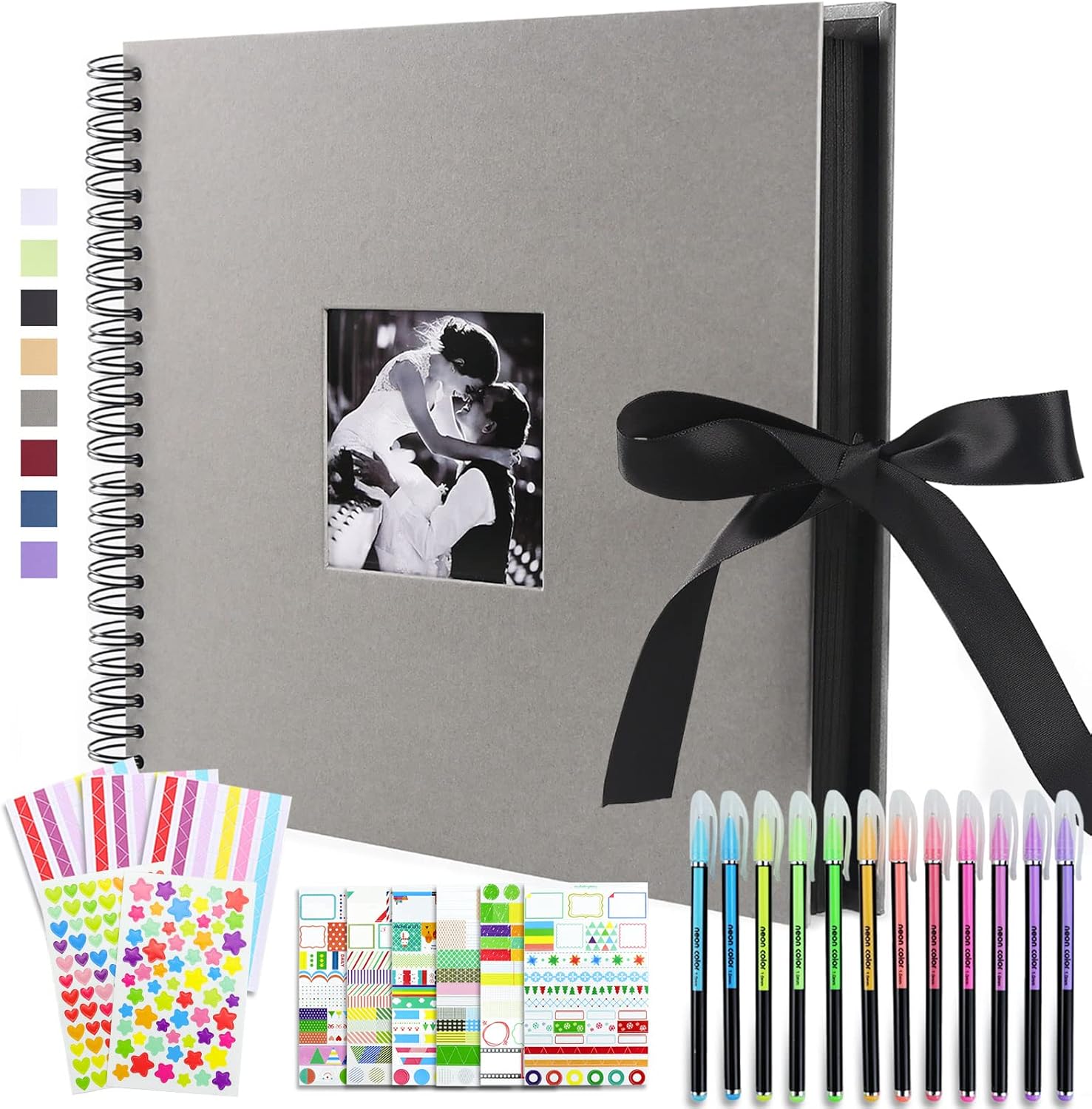 Vienrose Fotoalbum Scrapbook Album 30x30 cm DIY Seidenband Fotobuch Spiralalb...