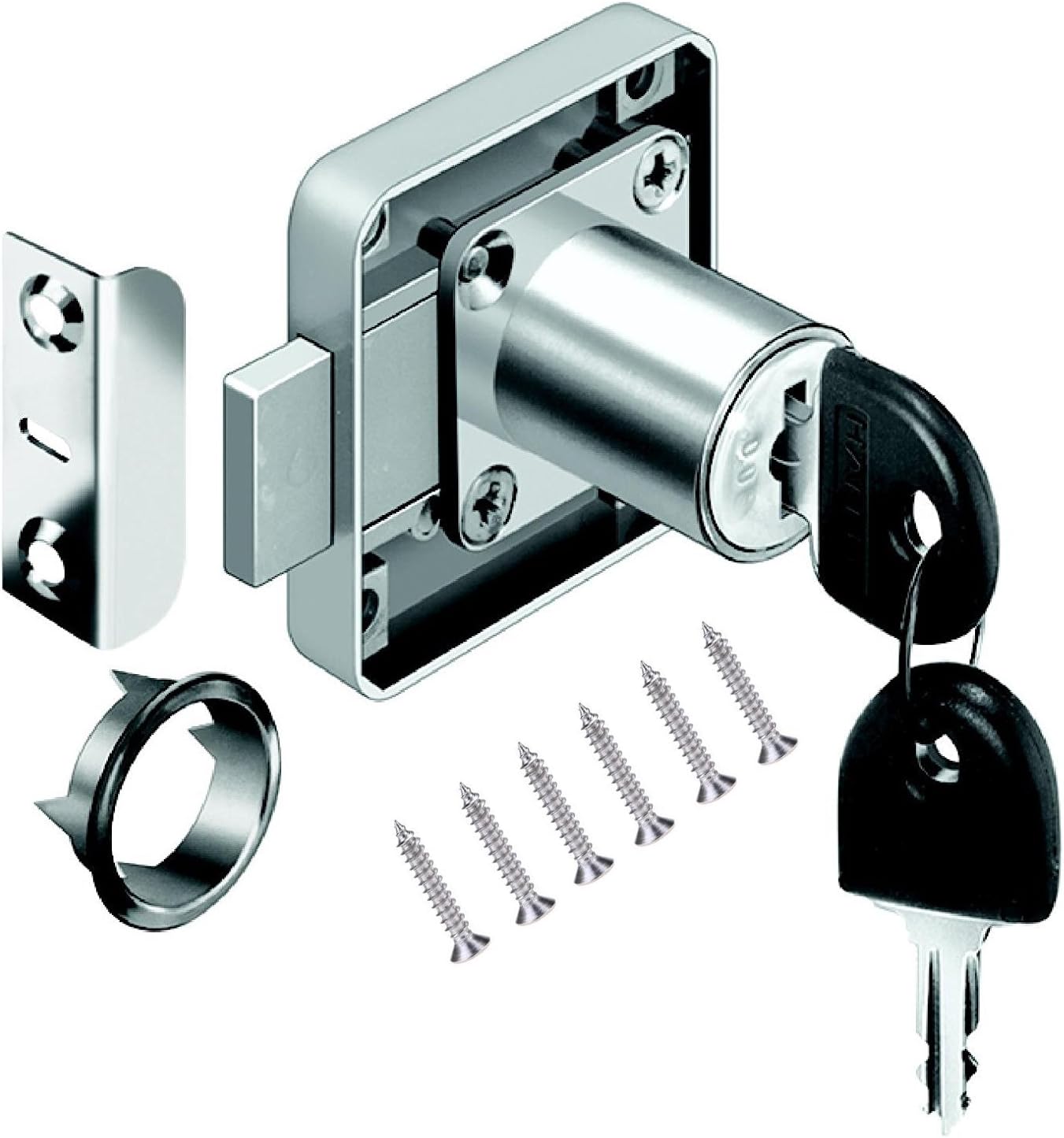 VOLGA Möbelschloss Schrankschloss Schubladenschloss Geschraubt mit Schlüssel ...