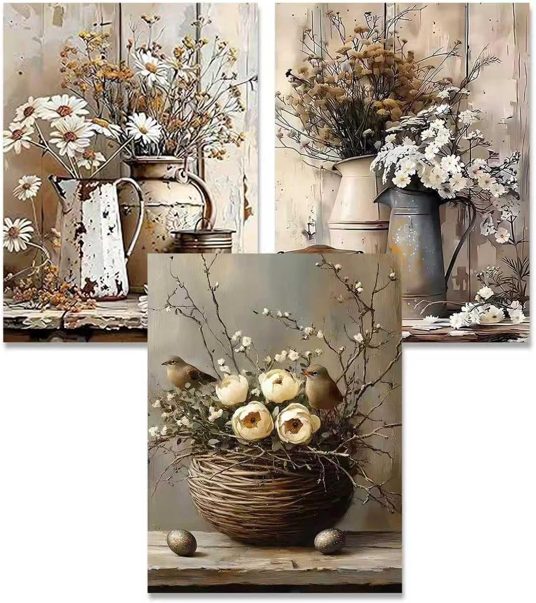 WEMEON 3 Stück Malen Nach Zahlen Erwachsene (30x40cm), Paint by Numbers Leinw...