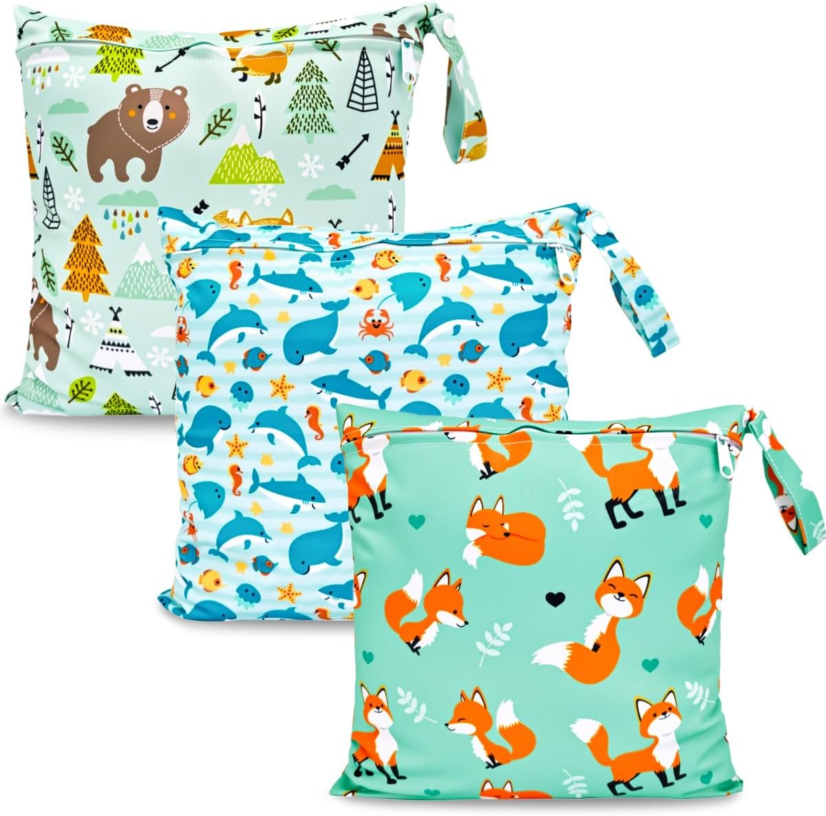 Wetbag, Nassbeutel, 3 Stück Windeltasche Wickeltasche, Nasstaschen Wiederverw...