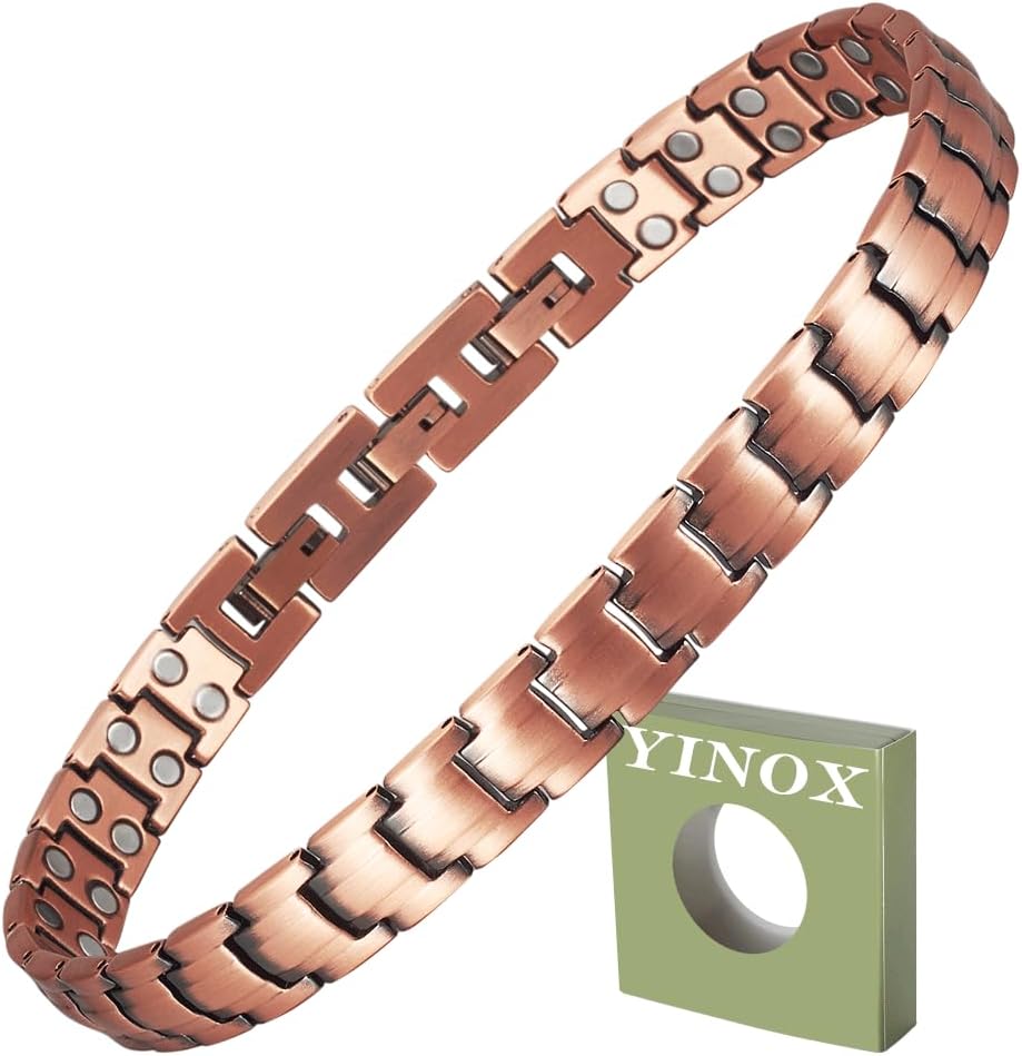 YINOX Fußkette, magnetisch, Kupfer, für Herren, 26 cm/10 mm