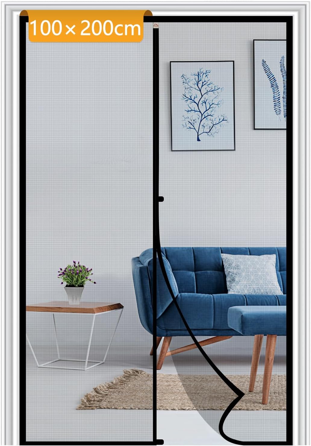 Yotache Fliegengitter Balkontür Magnet 100x200cm Insektenschutz Balkontür Ohn...