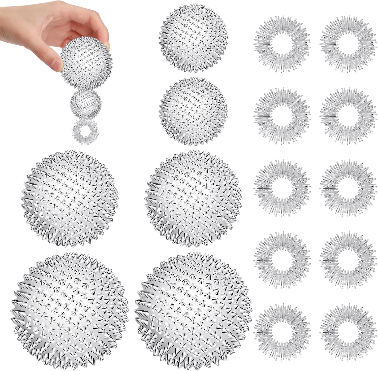 Zocipro 6 Stück Magnetic Acupressure Balls mit 10 massageringe für finger, Ma...